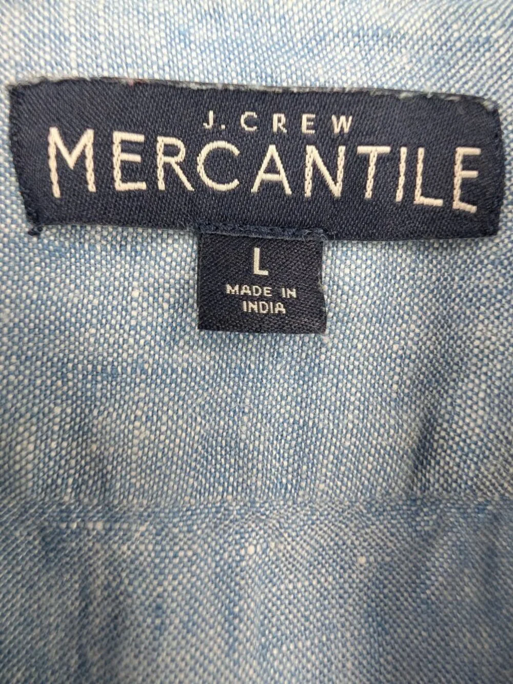 J Crew Mercantile 100% Linen Shirt Mens Size L Blue Pocket Classic Long Sleeves
